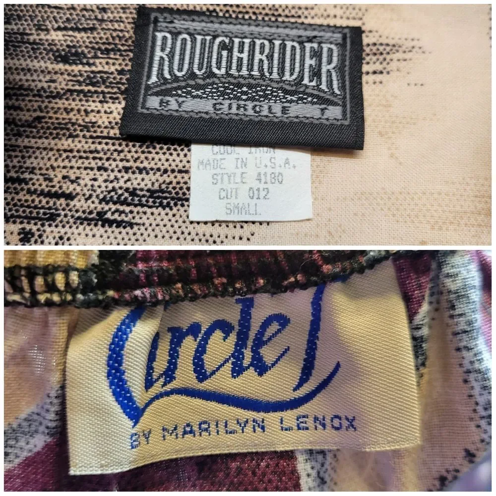 Roughrider Vintage Western Circle Skirt Set Top Puffed Sleeves Corset Back